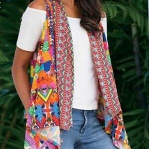 Soft Surroundings Copa Cabana Sleveless Cardigan, Vest, OSFM